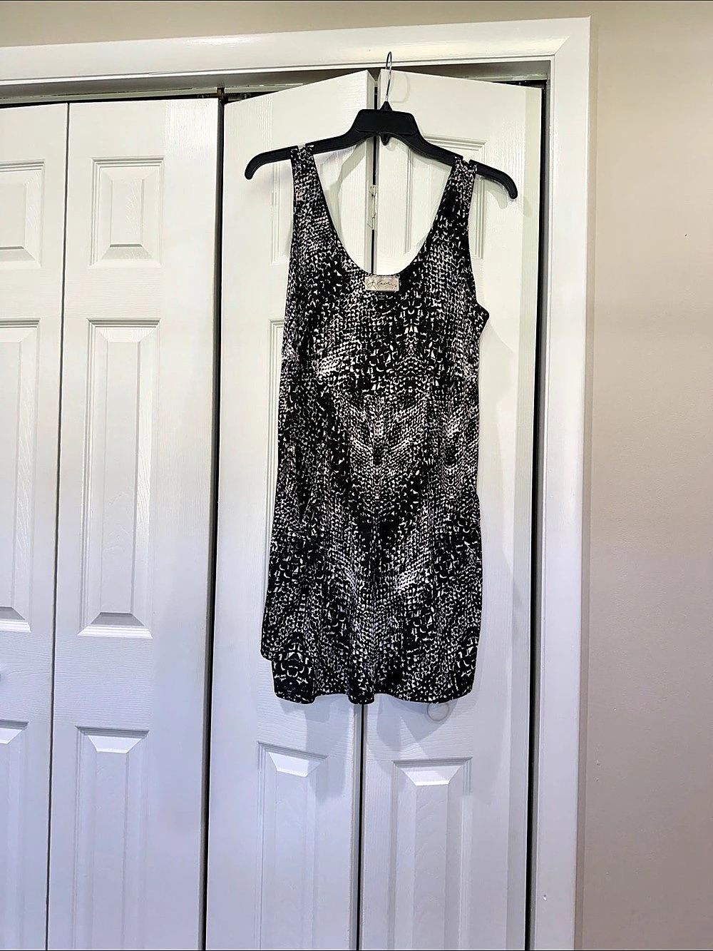 Animal Print Mini Dress in Black & White